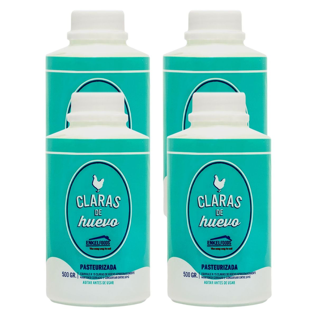 ENKEL FOODS - 4 Pack Claras de Huevo Enkel Foods 500Gr