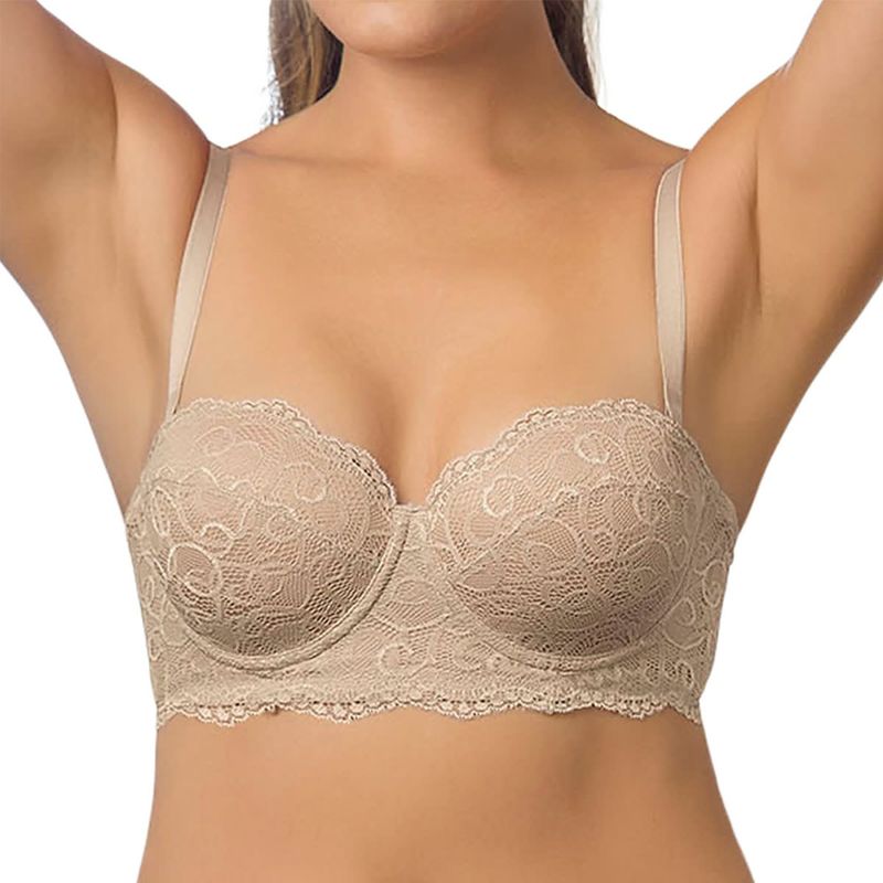 LEONISA - Brasier Balconet de Realce Alto en Encaje con Máximo Cubrimiento de Espalda