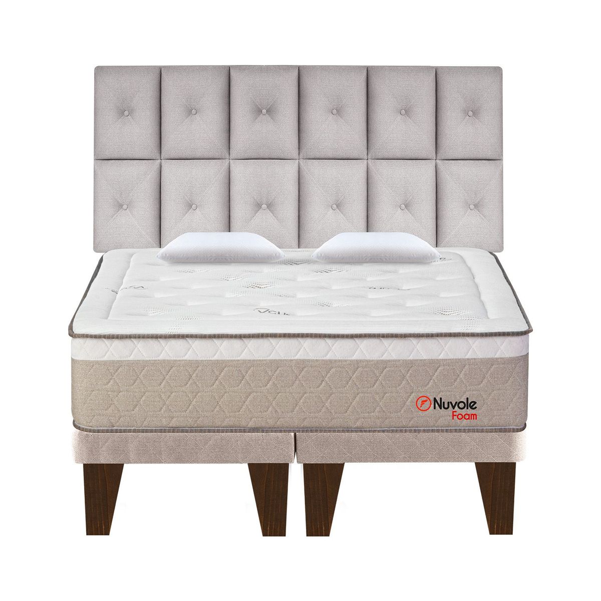 FORLI - Dormitorio Europeo Nuvole Foam King + 2 Almohadas Viscoelásticas + Protector