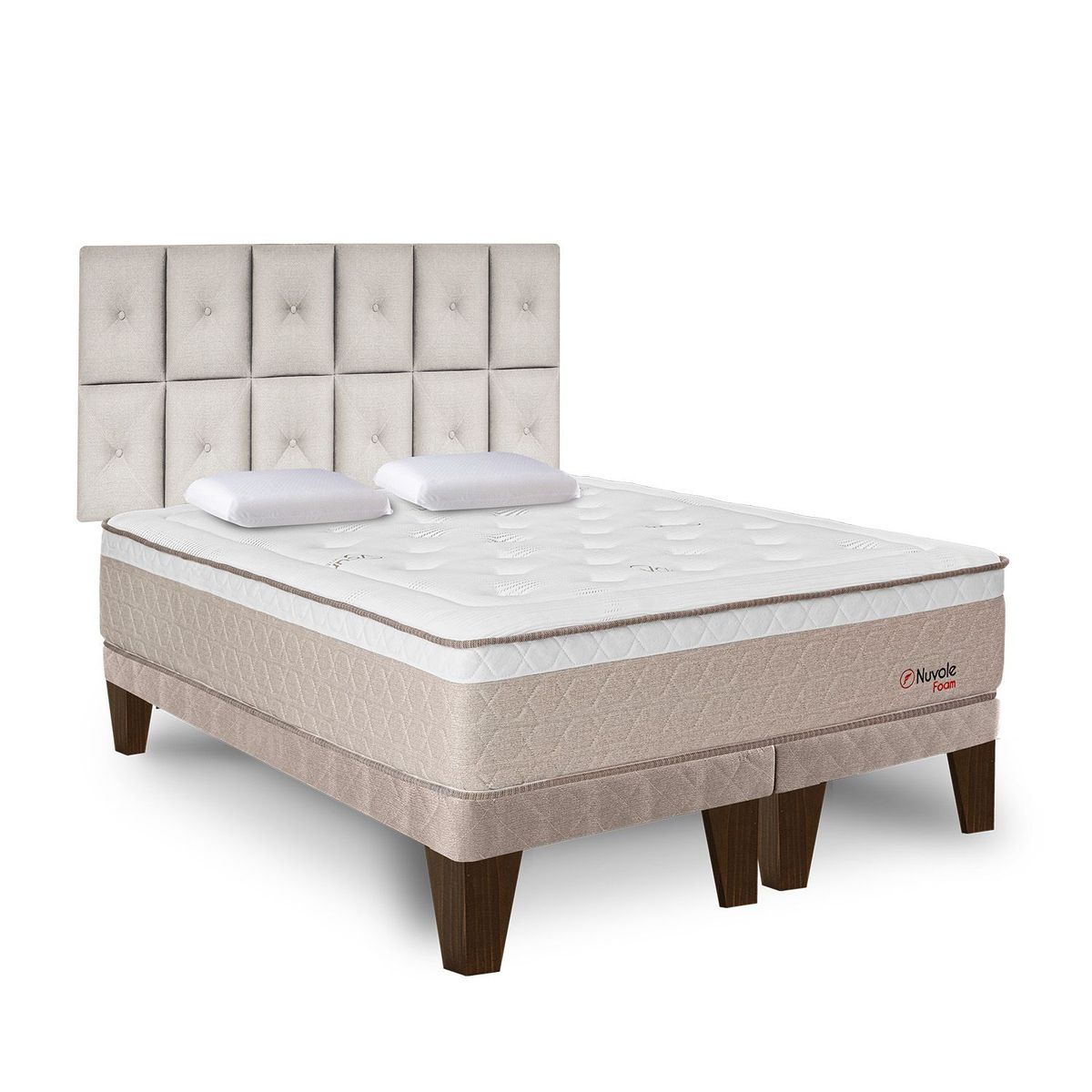 FORLI - Dormitorio Europeo Nuvole Foam King + 2 Almohadas Viscoelásticas + Protector