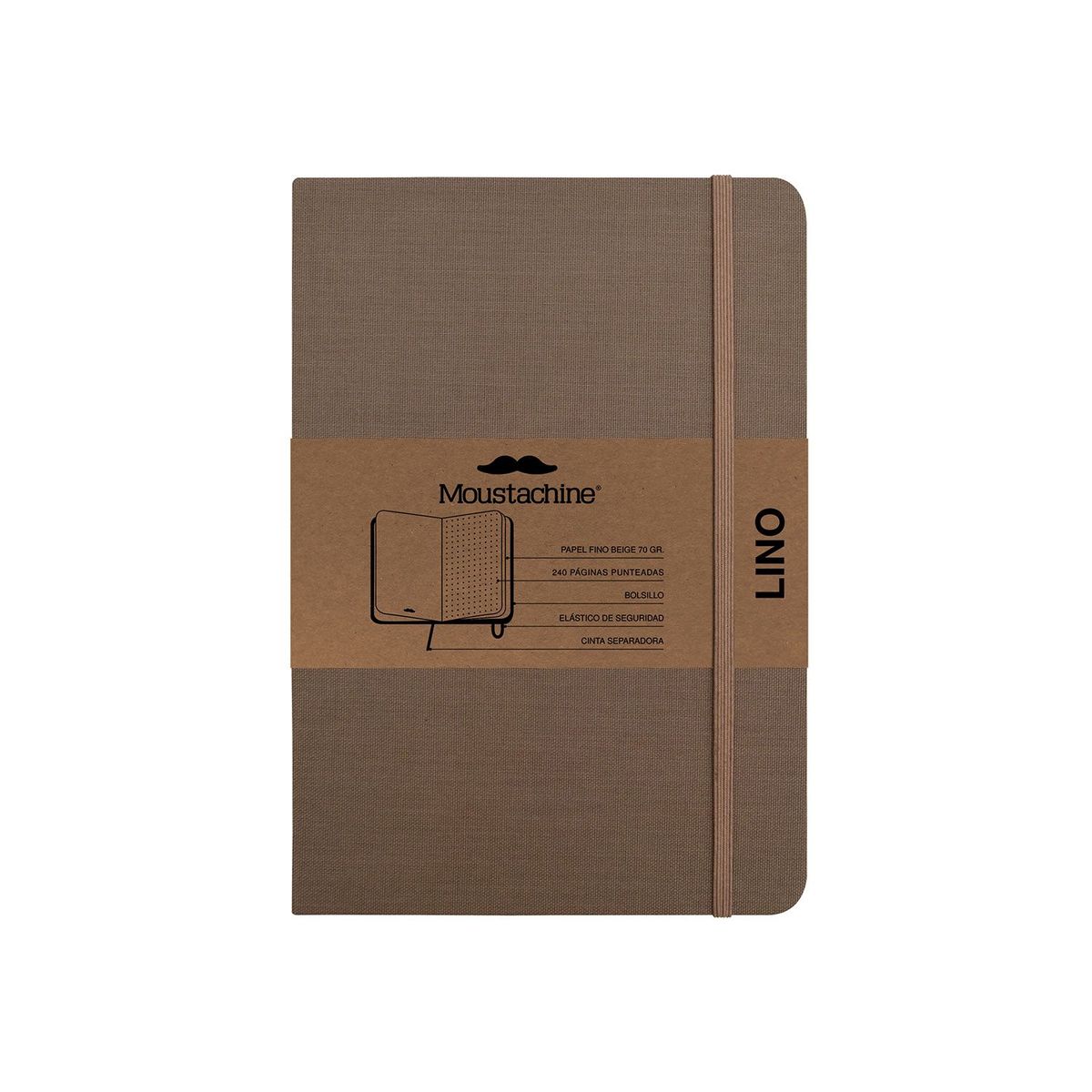 MOUSTACHINE - Libreta Moustachine Classic Lino Mediana Punteado - Habano Oscuro