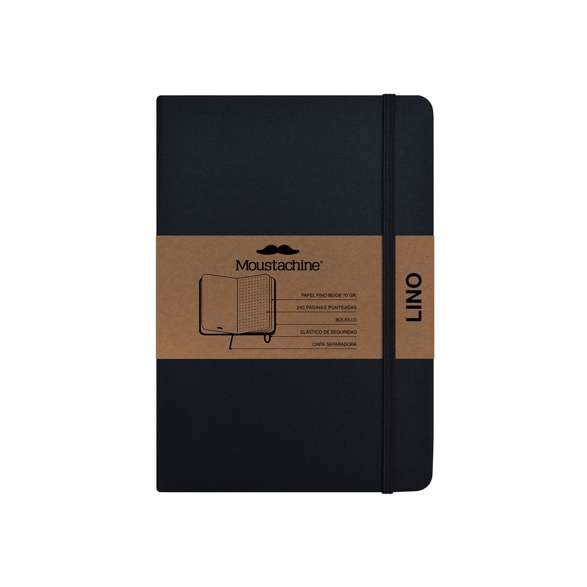 MOUSTACHINE - Libreta Moustachine Classic Lino Mediana Punteado - Negro