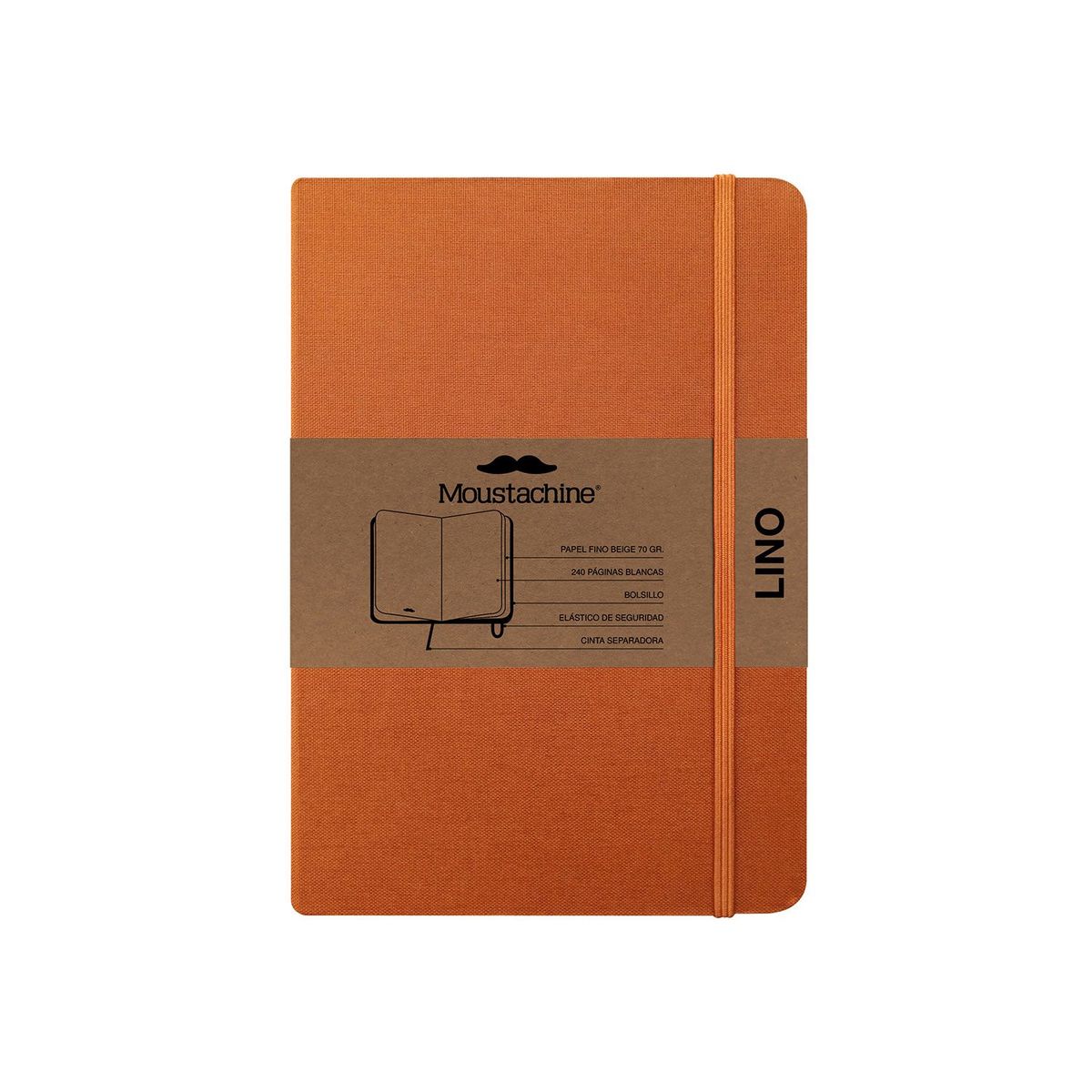 MOUSTACHINE - Libreta Moustachine Classic Lino Mediana Blanco - Ocre