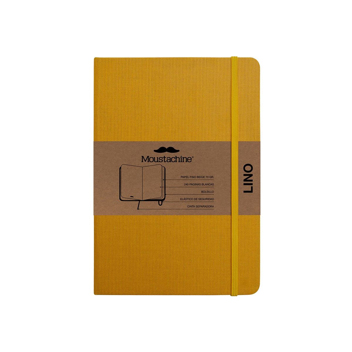 MOUSTACHINE - Libreta Moustachine Classic Lino Mediana Blanco - Amarillo