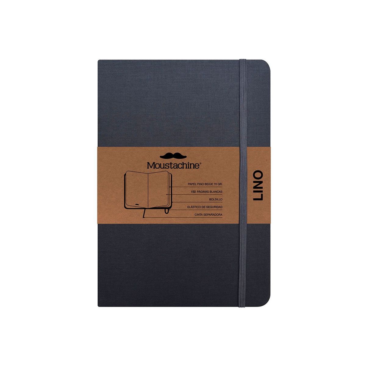 MOUSTACHINE - Libreta Moustachine Classic Lino Pocket Blanco - Gris 