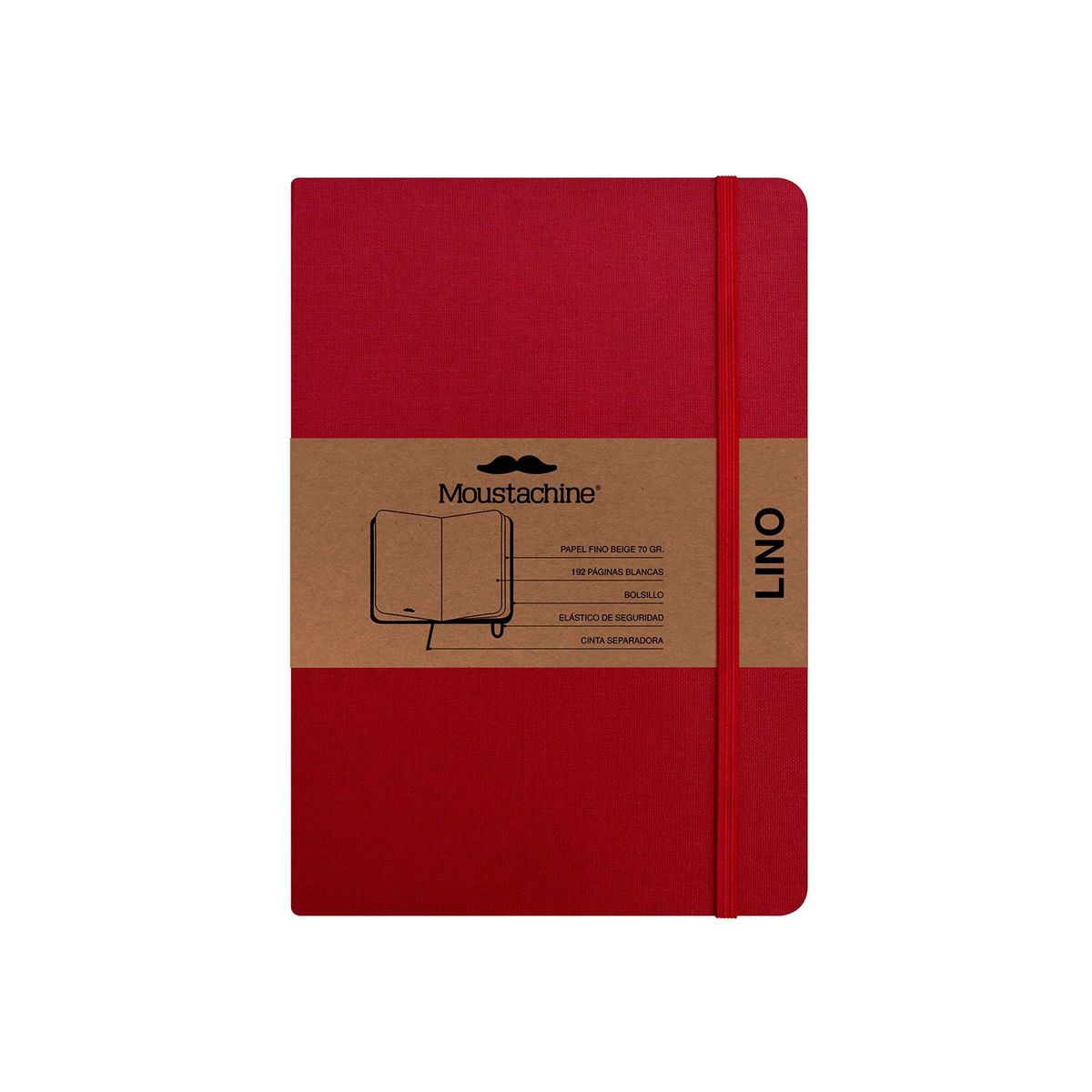 MOUSTACHINE - Libreta Moustachine Classic Lino Pocket Blanco - Rojo