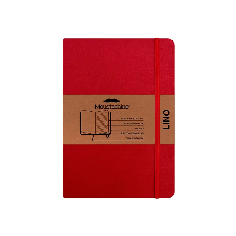 MOUSTACHINE - Libreta Moustachine Classic Lino Pocket Rayas - Rojo