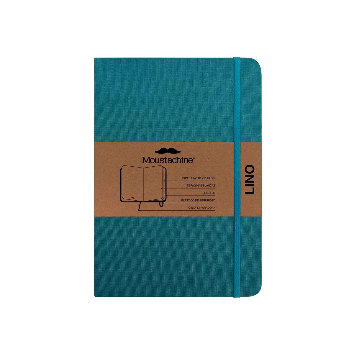 MOUSTACHINE - Libreta Moustachine Classic Lino Pocket Blanco - Verde Agua