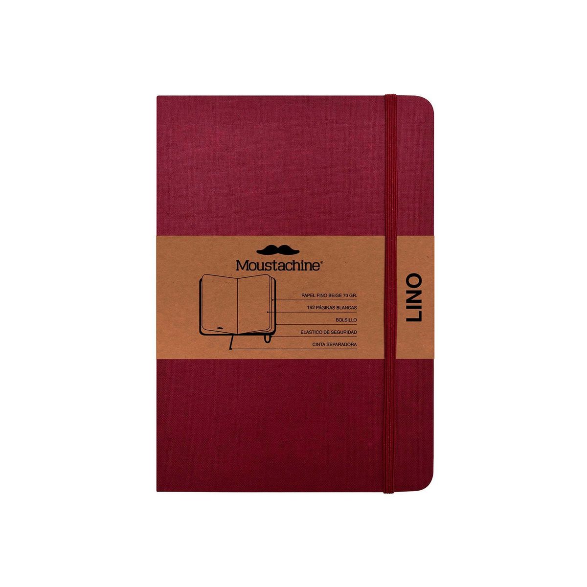 MOUSTACHINE - Libreta Moustachine Classic Lino Pocket Blanco - Vino