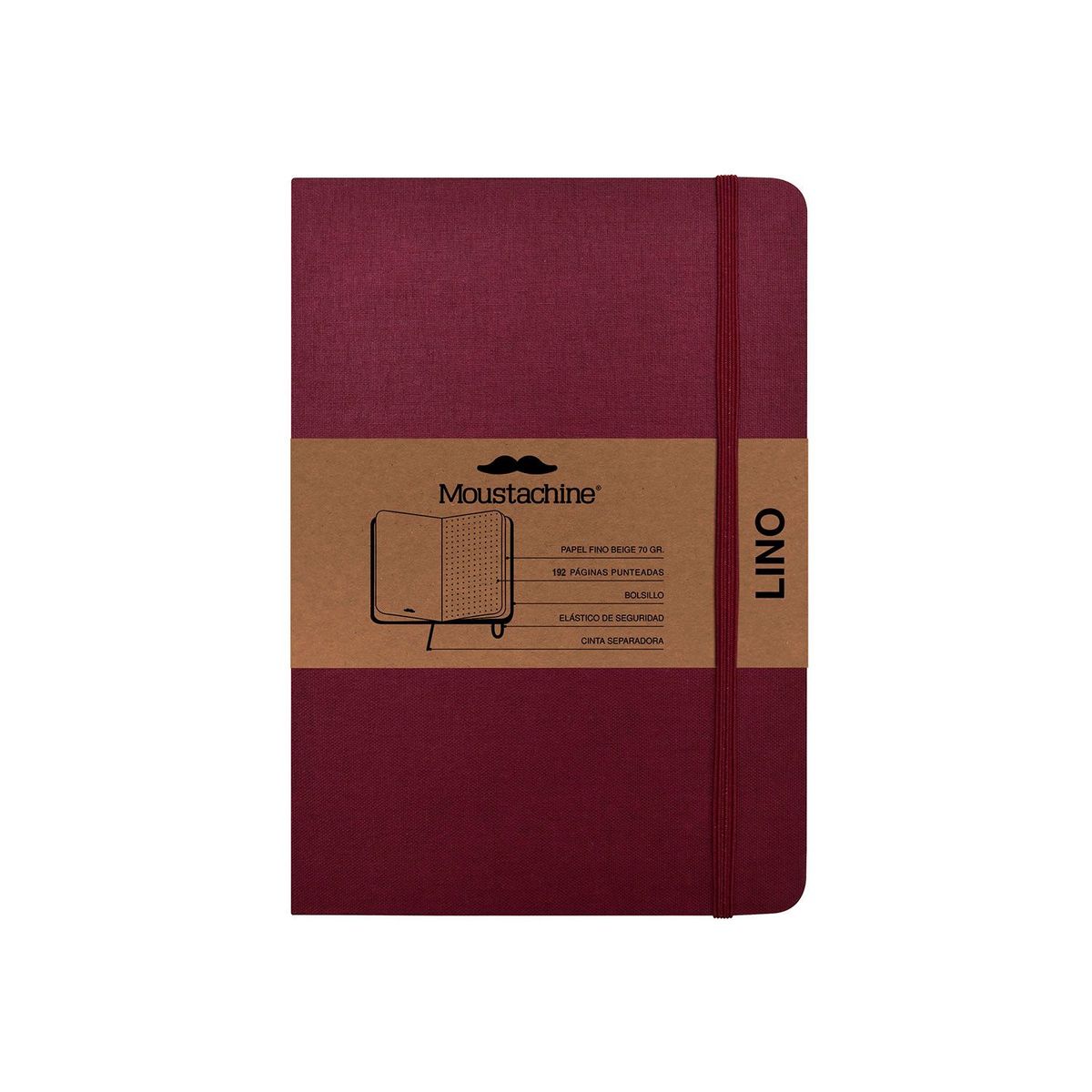 MOUSTACHINE - Libreta Moustachine Classic Lino Pocket Punteado - Vino