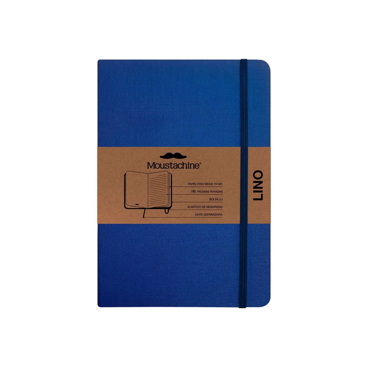 MOUSTACHINE - Libreta Moustachine Classic Lino Pocket Rayas - Azulino