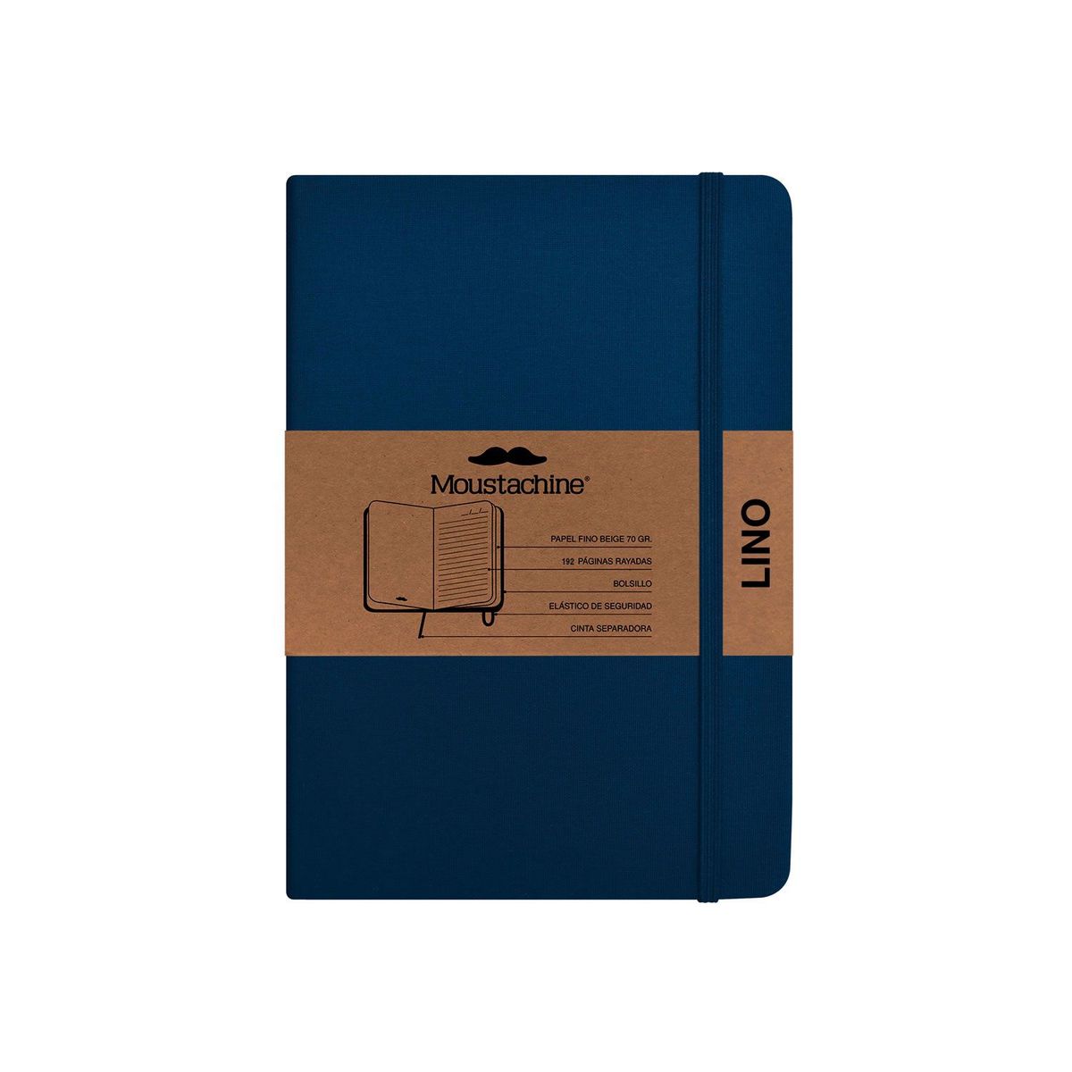 MOUSTACHINE - Libreta Moustachine Classic Lino Pocket Rayas - Azul