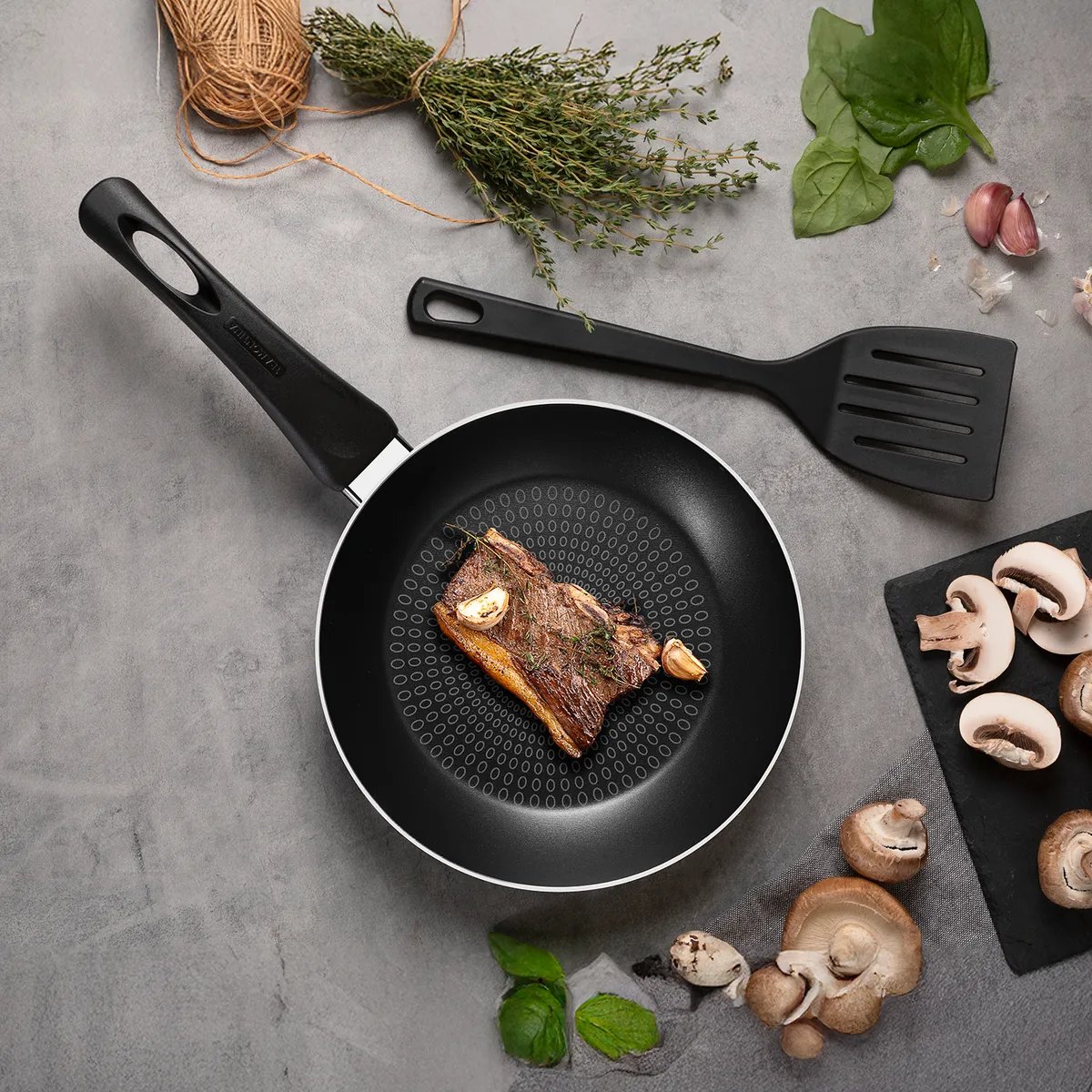 TRAMONTINA - Sartén Con Espátula 26 Cm Paris Negro