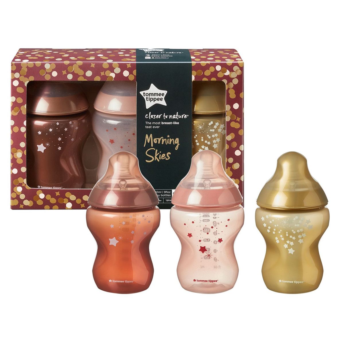 TOMMEE TIPPEE - Pack x3 Biberón Closer to Nature 9 Oz Morning Skies