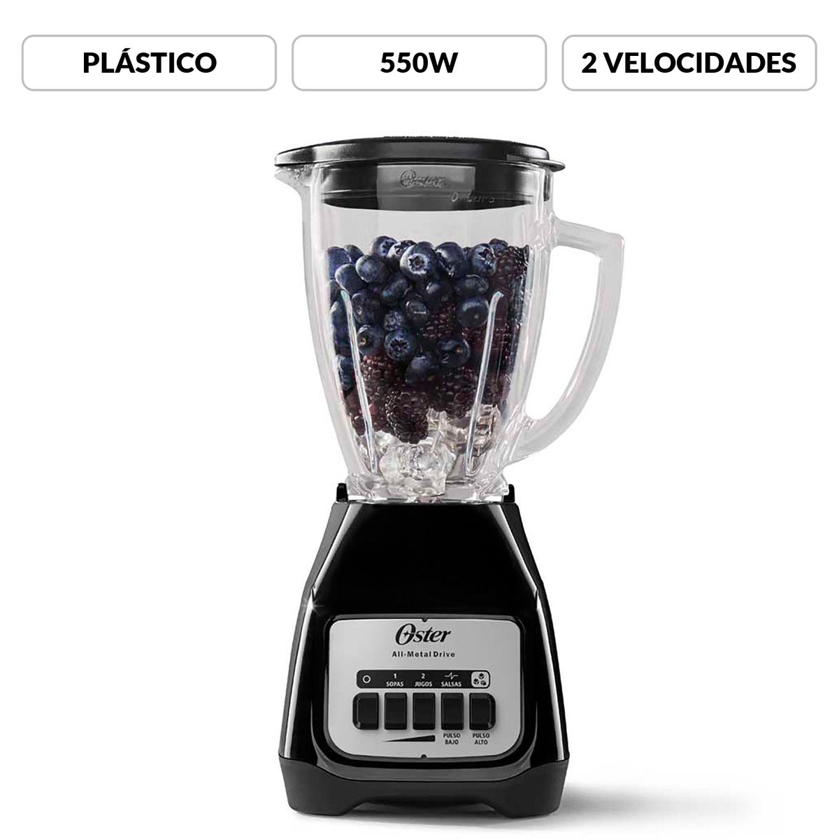 OSTER - Licuadora Oster® Kaliman con vaso de vidrio 2 Velocidades mas Pulso BLSTKAG Negra
