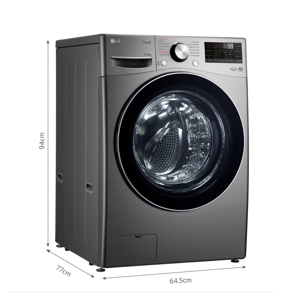 LG - Lavaseca WD15EG2S 15/8 Kg AI DD Carga Frontal Plateado Oscuro LG