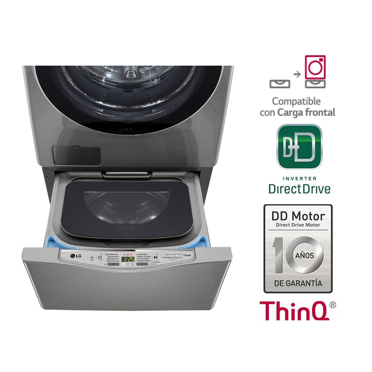LG - Lavadora LG 2.5 Kg MiniWash con ThinQ WD2500CS Plateado oscuro