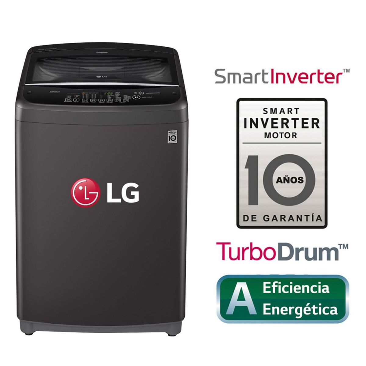 LG - Lavadora WT18BSB 18Kg Smart Motion Carga Superior Negro Claro LG
