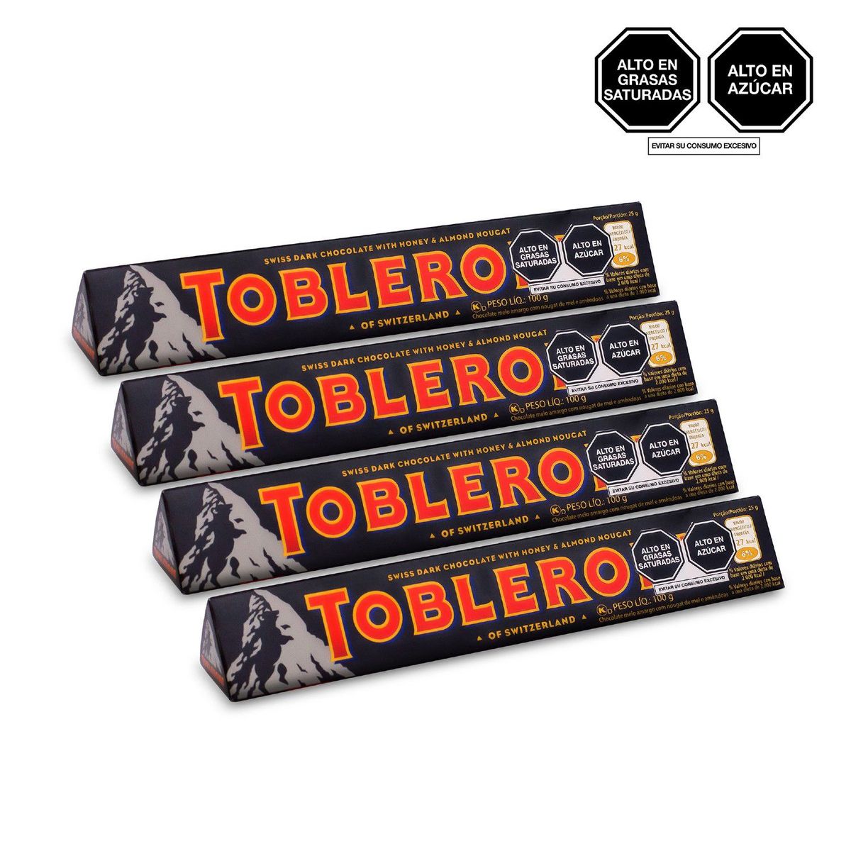 TOBLERONE - Chocolate negro Toblerone 4x100g