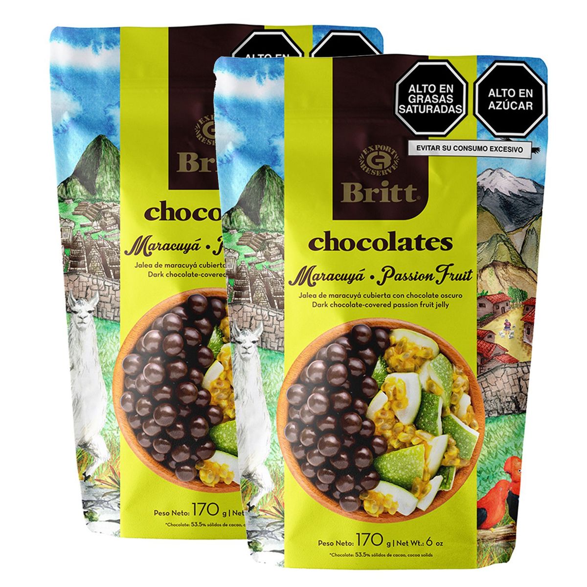 BRITT - Pack x 2 Chocolate Britt Peru Maracuya 170Gr