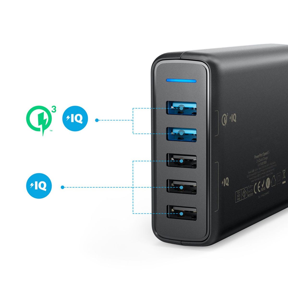 ANKER - Cargador de Pared PowerPort USB 5 puertos