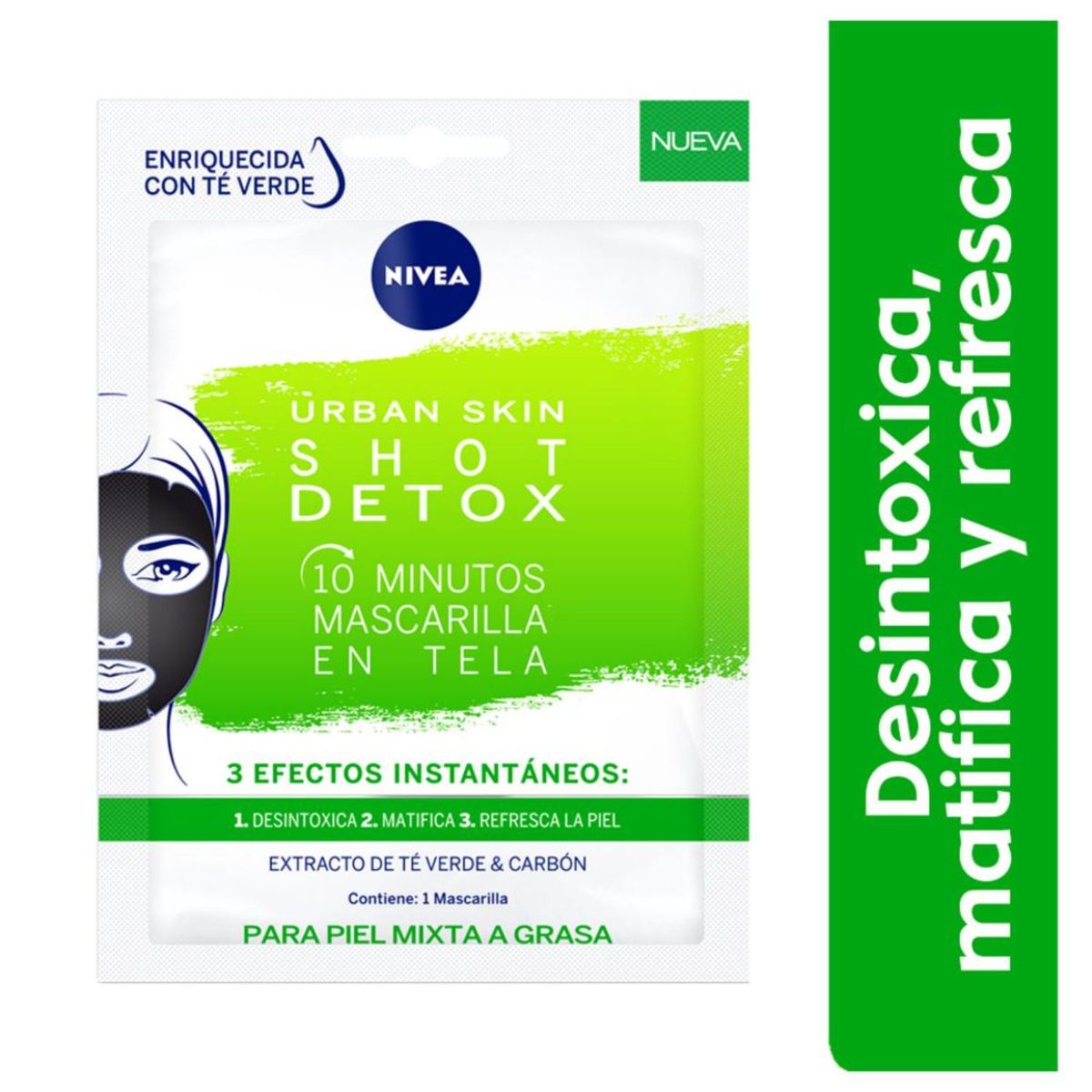 NIVEA - Mascarilla en tela Urban Skin Shot Detox 1 Und.