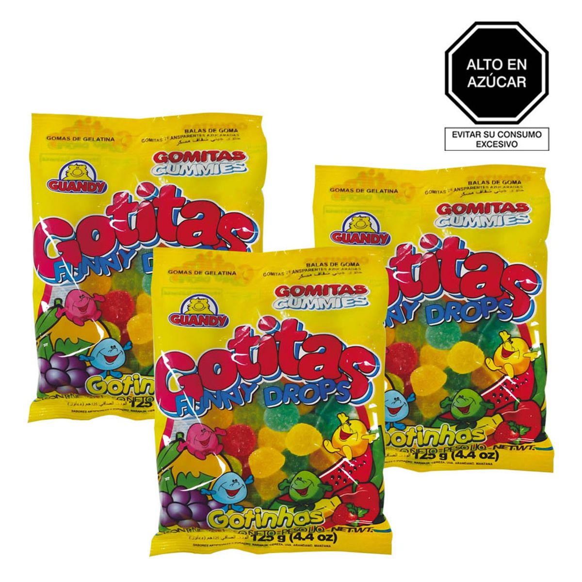 GUANDY - Pack x 3 Guandy Gomas Gotitas 125gr
