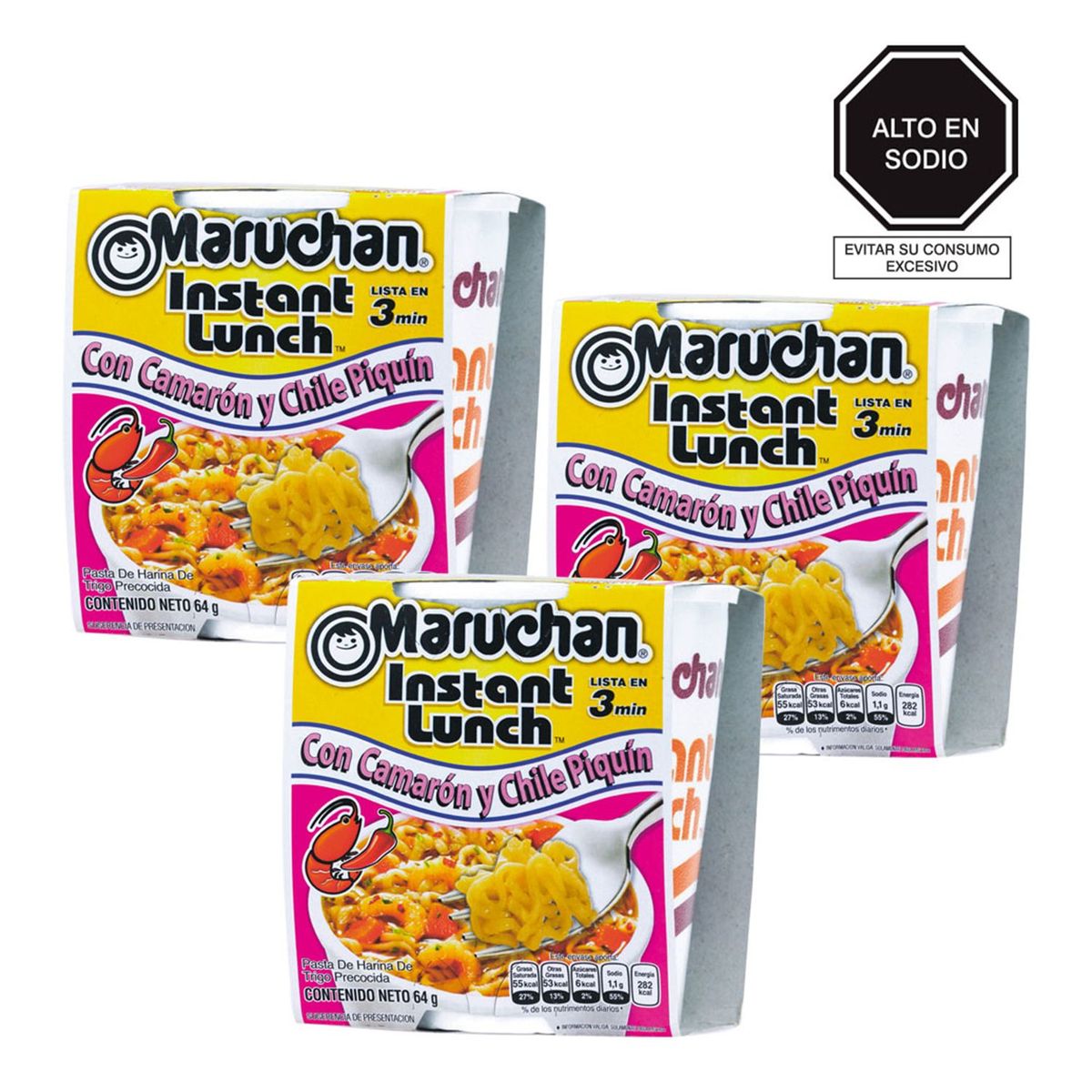 MARUCHAN - Pack x 3 Maruchan Instant Lunch Camaron Picante 64gr