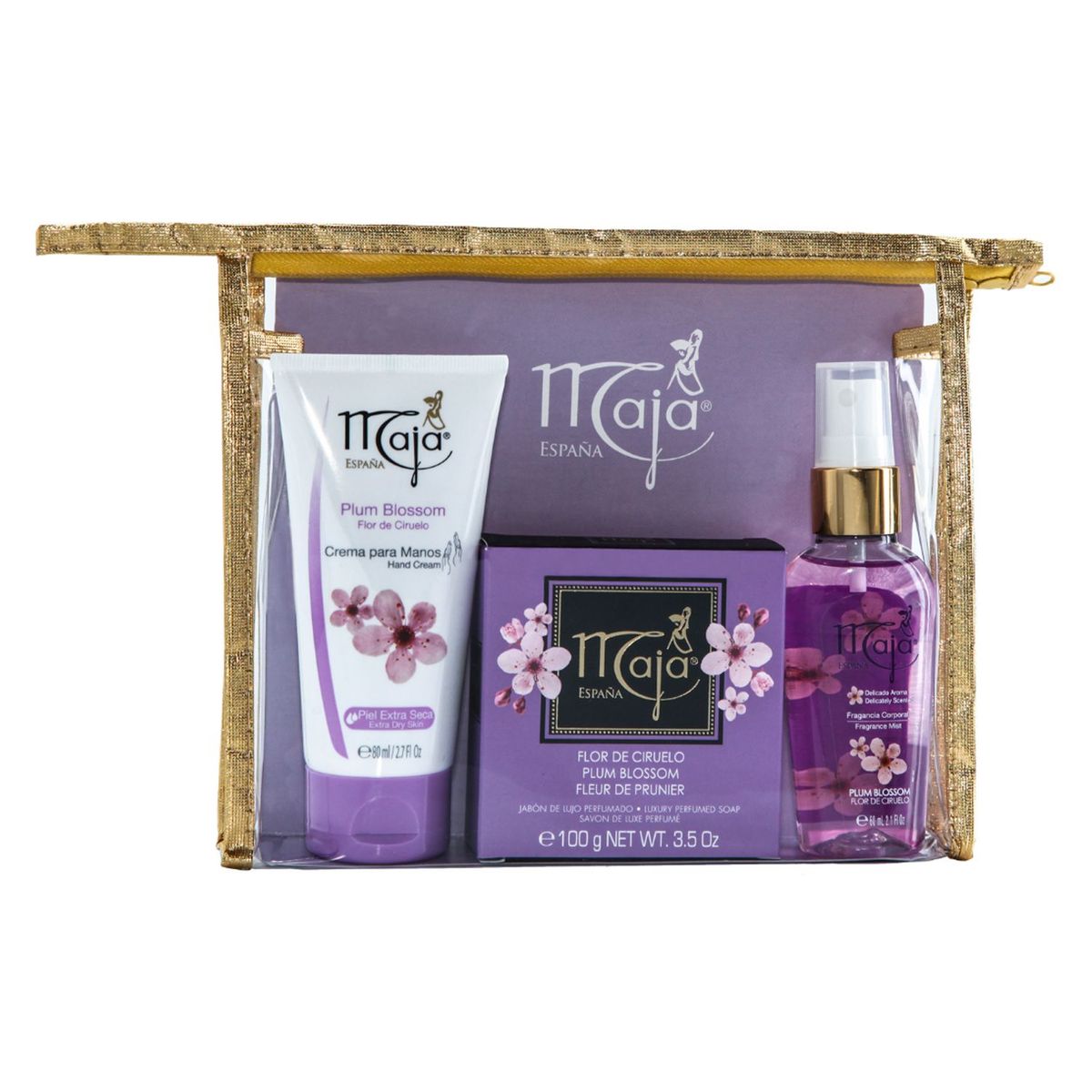MAJA - Estuche Maja Plum Blossom Body Splash 60ml + Crema de Manos 80ml + Jabón 100g (Neceser)
