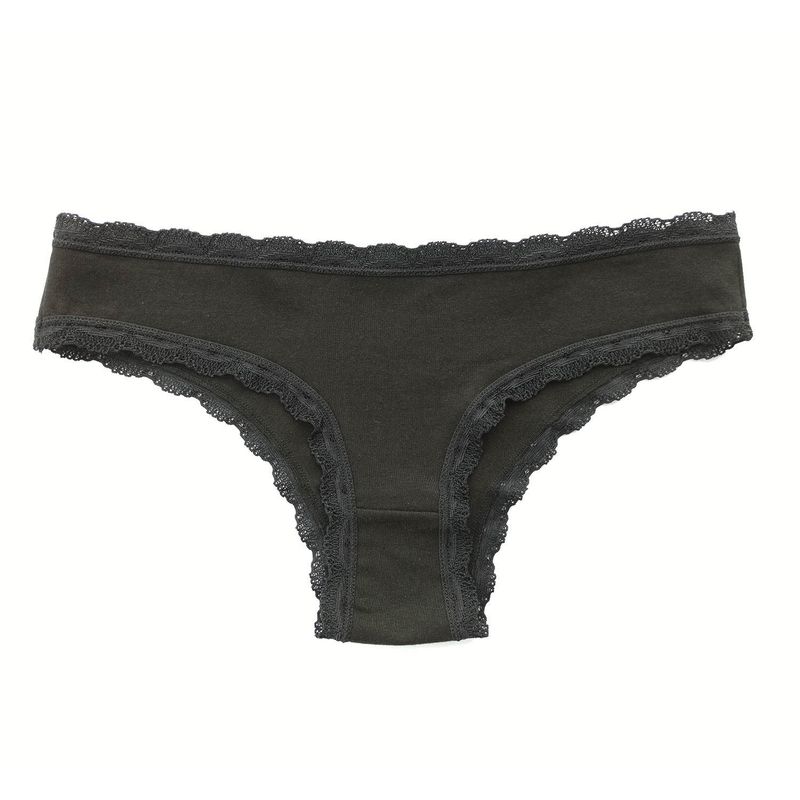 CAFFARENA - Bikini Liso de Algodón y Blondas