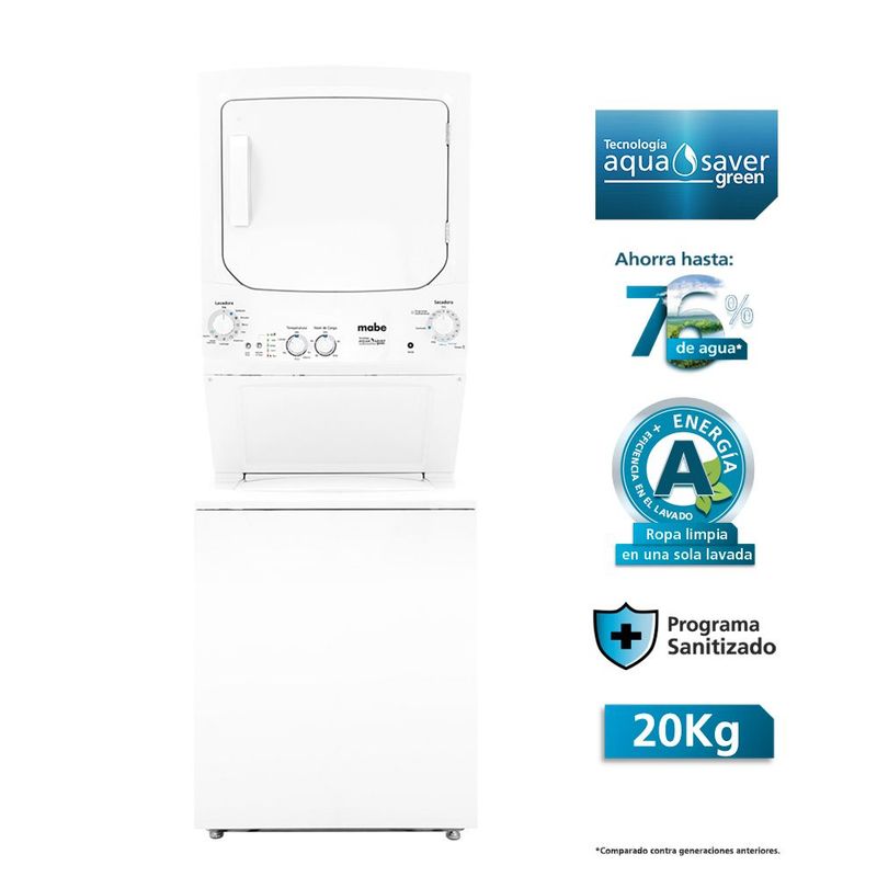 MABE - Centro Lavado 20 kg Gas Blanco CLMG70204BBB0 Mabe