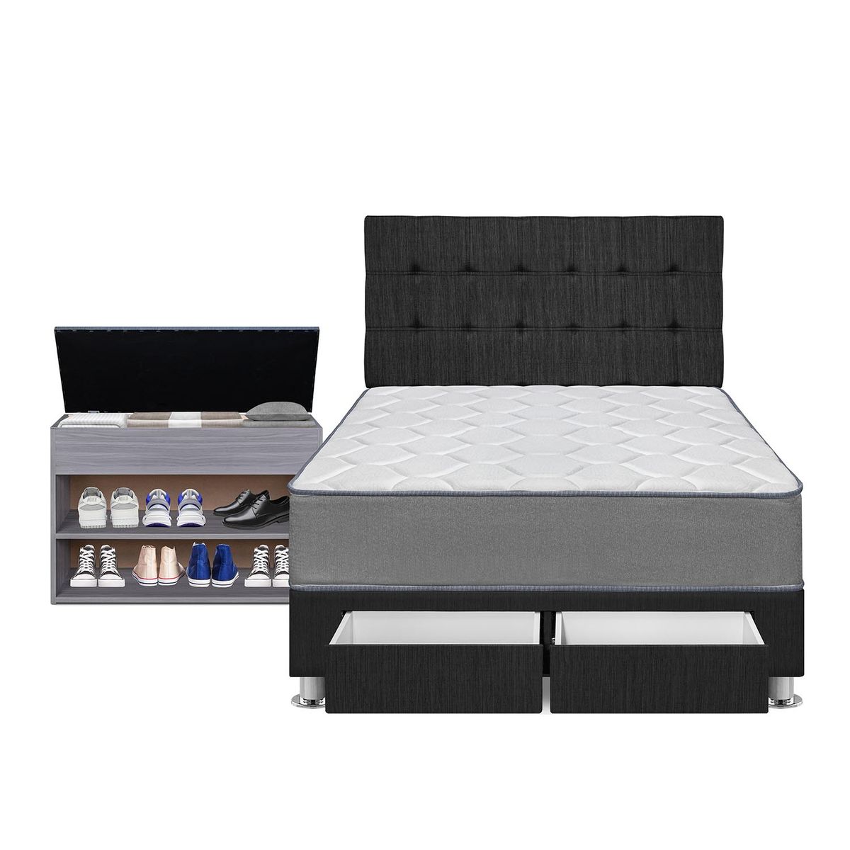 FORLI - Dormitorio con Cajones Polaris 2 Plz + Zapatera + 2 Almohadas