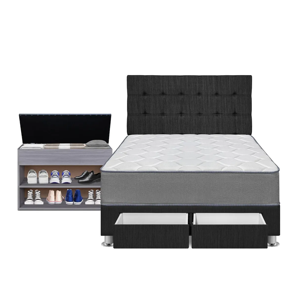 FORLI - Dormitorio con Cajones Polaris 2 Plz + Zapatera + 2 Almohadas