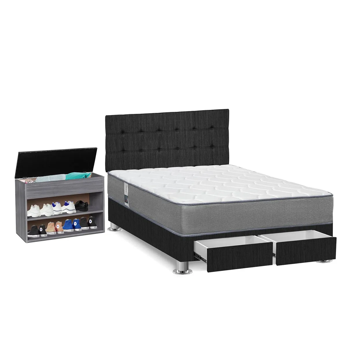 FORLI - Dormitorio con Cajones Polaris 2 Plz + Zapatera + 2 Almohadas