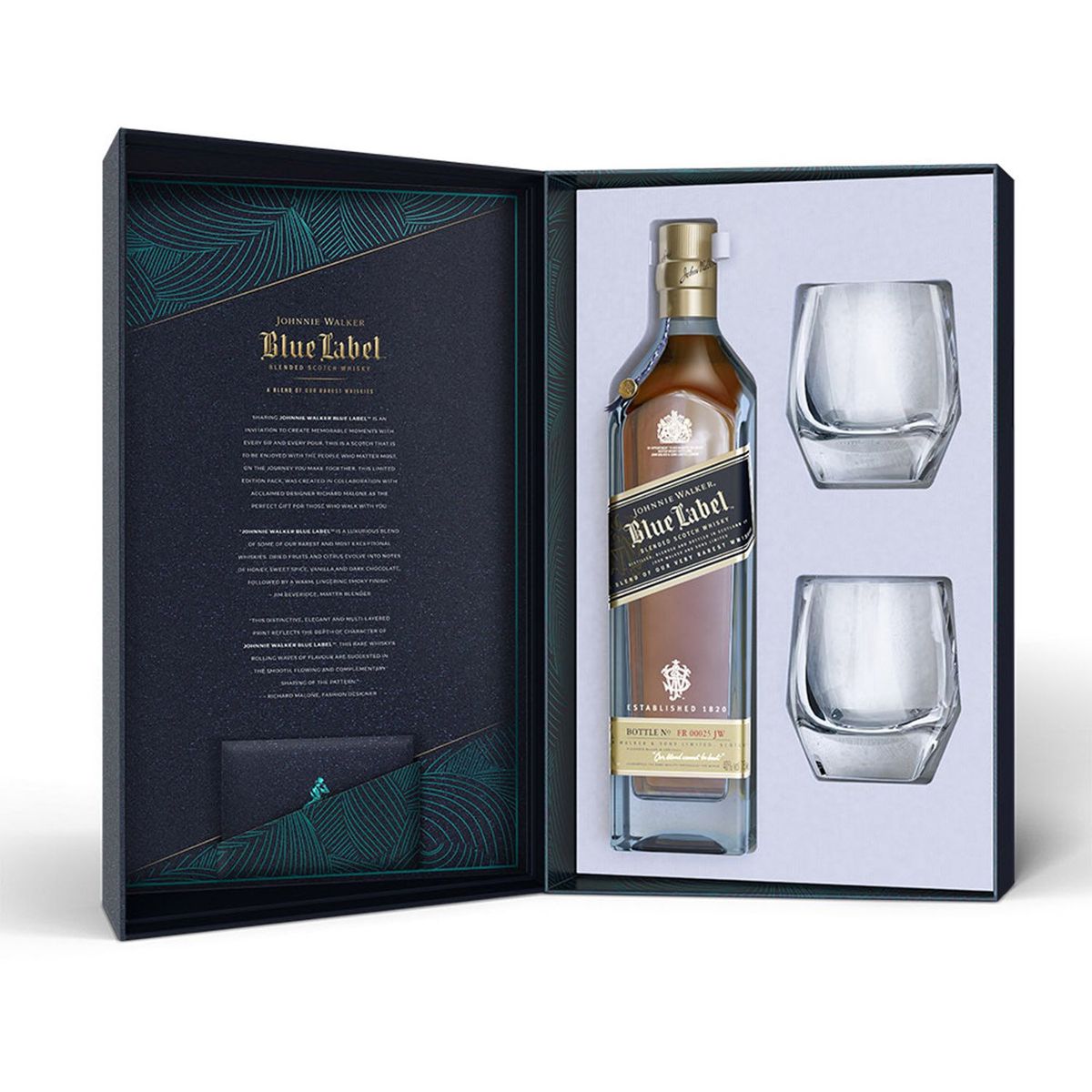 JOHNNIE WALKER - Johnnie Walker Blue Label 750ml + 2 Vasos