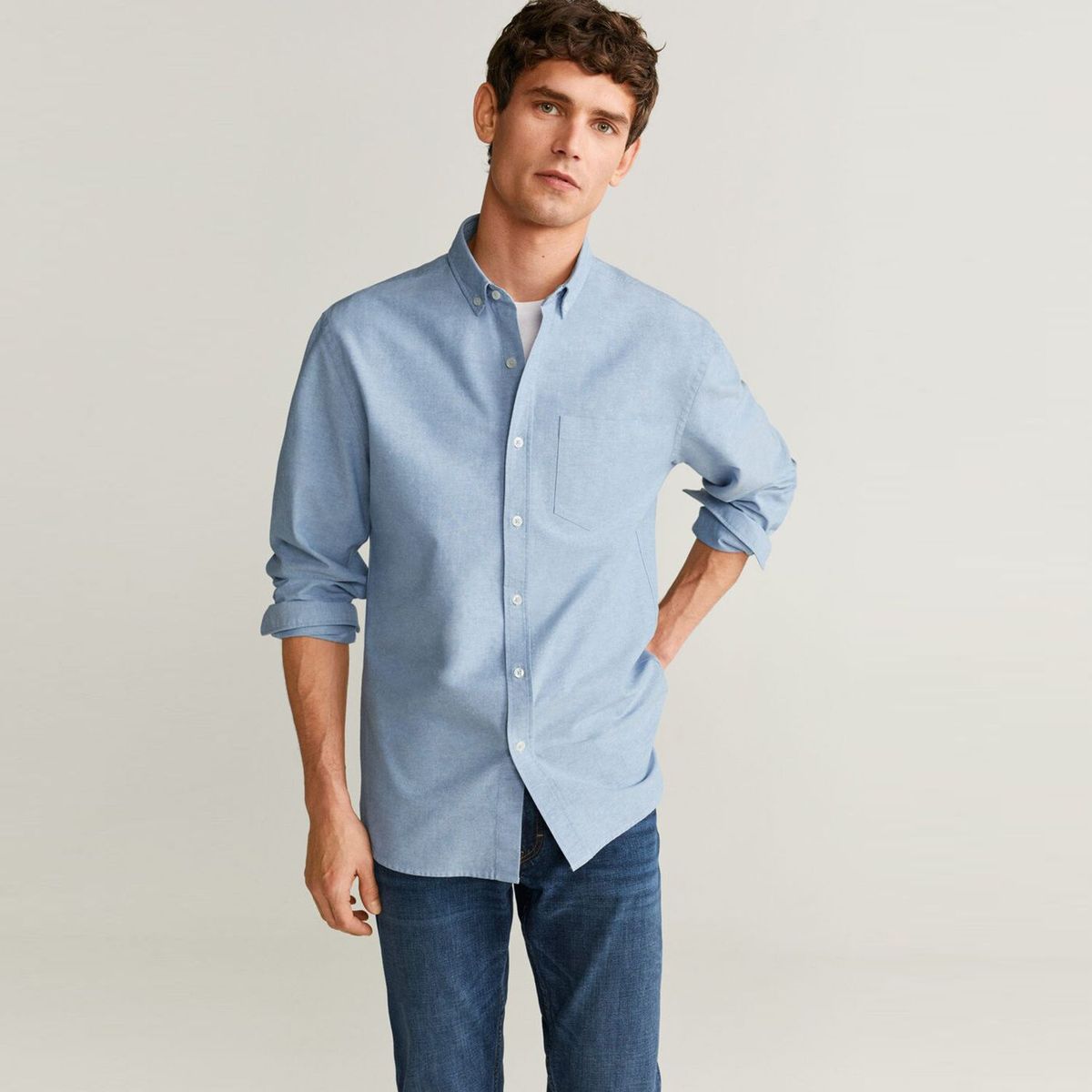 MANGO - Camisa Regular Fit Oxford Algodón Hombre