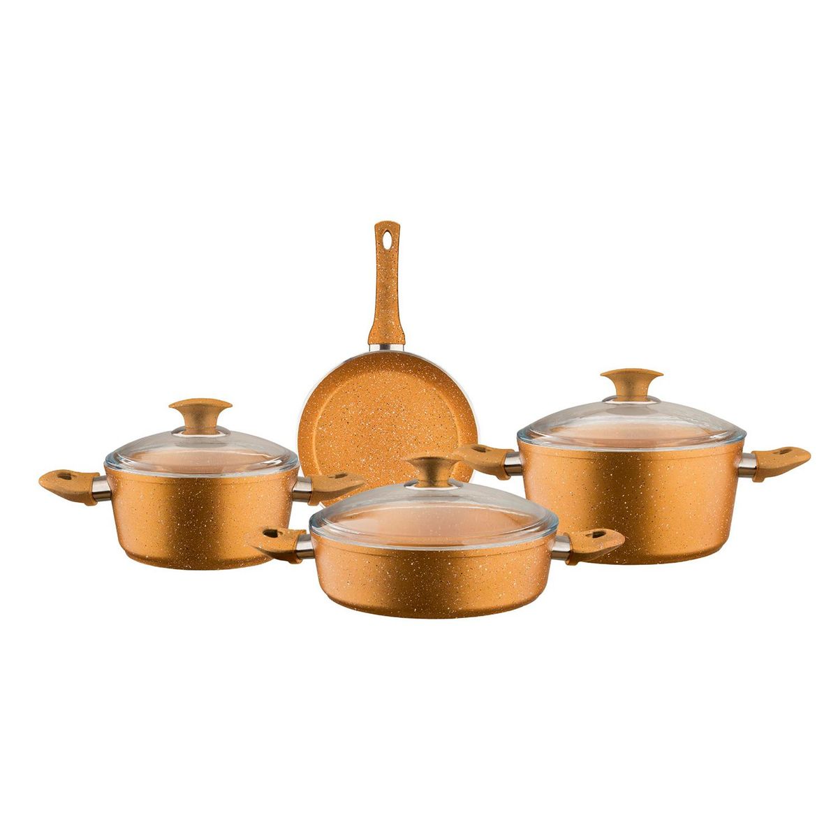 KOBA - Juego De Ollas 7 Piezas Granito Gris Golden