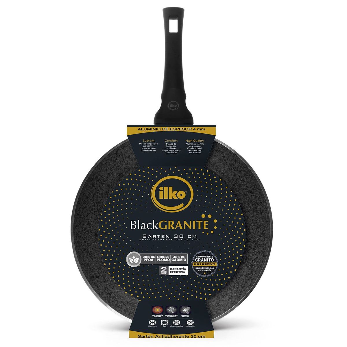 ILKO - Sarten Antiadherente 30 cm Black Granite