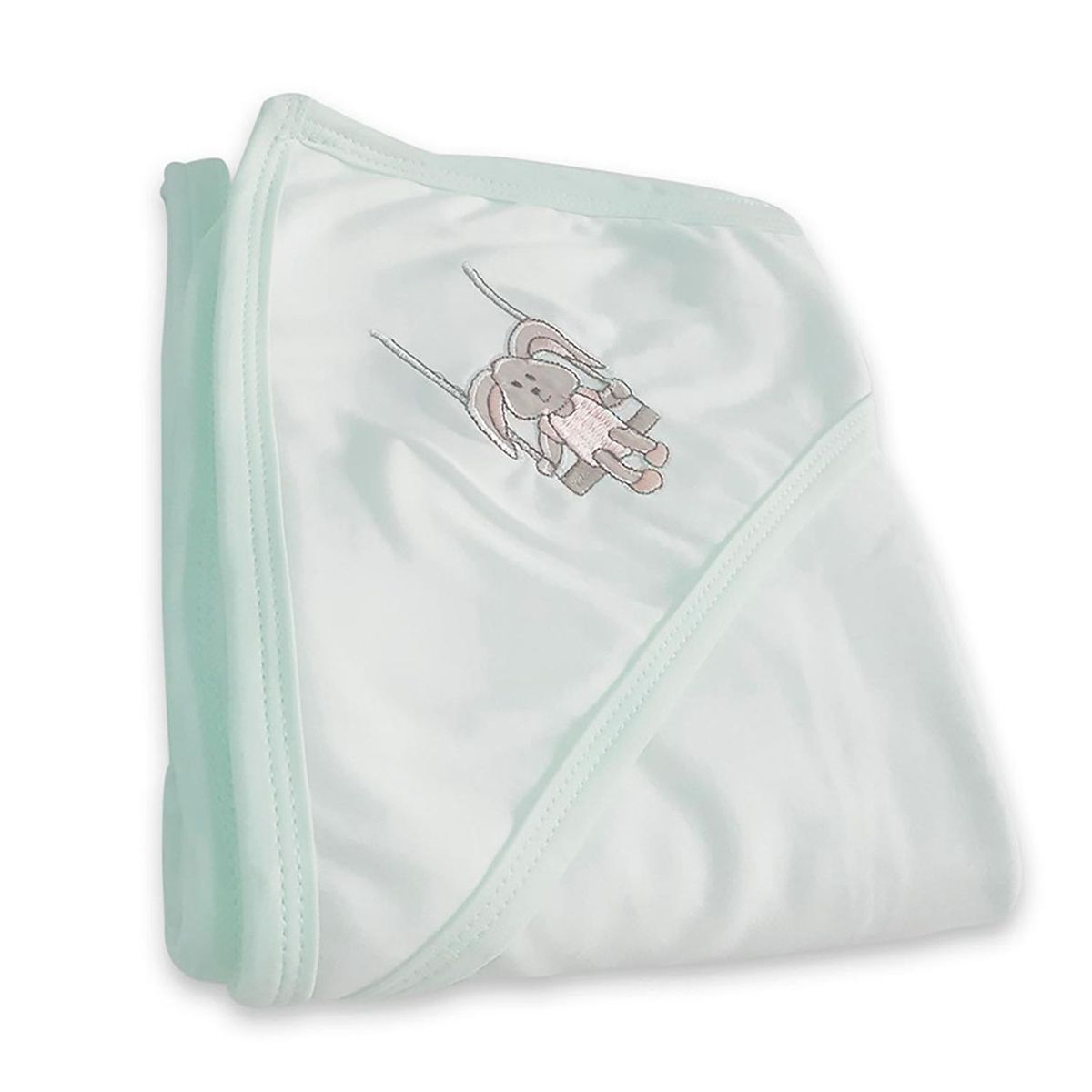 SWEETIE - Colchita Reversible de Algodón Pima Con Ribete Verde Agua