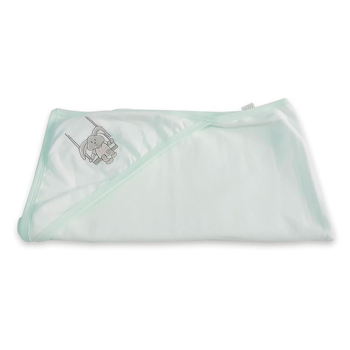 SWEETIE - Colchita Reversible de Algodón Pima Con Ribete Verde Agua