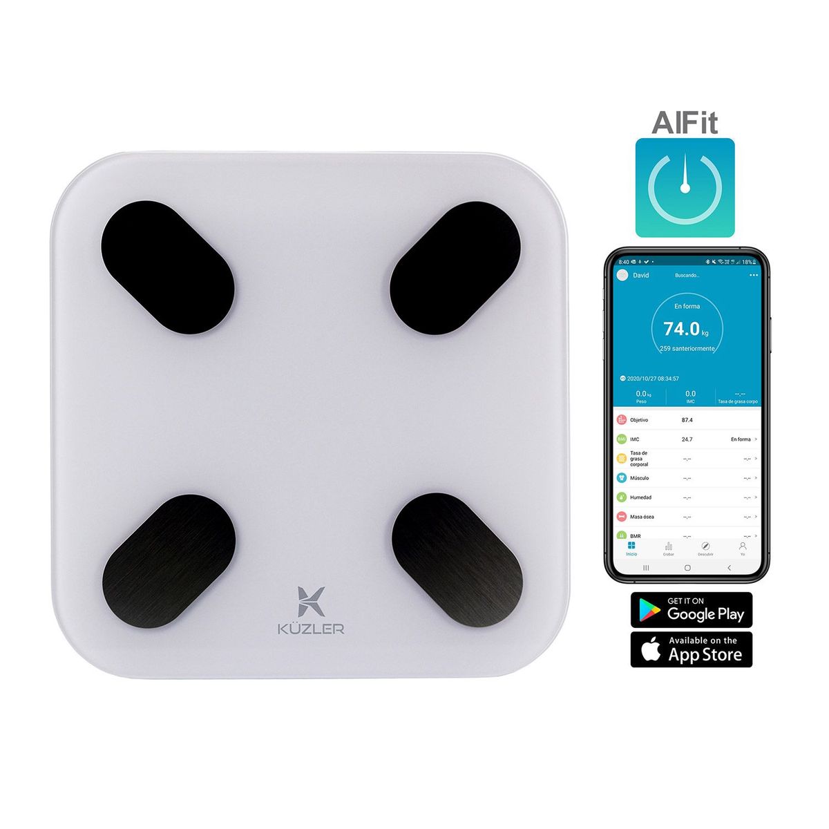 KUZLER - Balanza Inteligente 18 Indicadores Corporales
