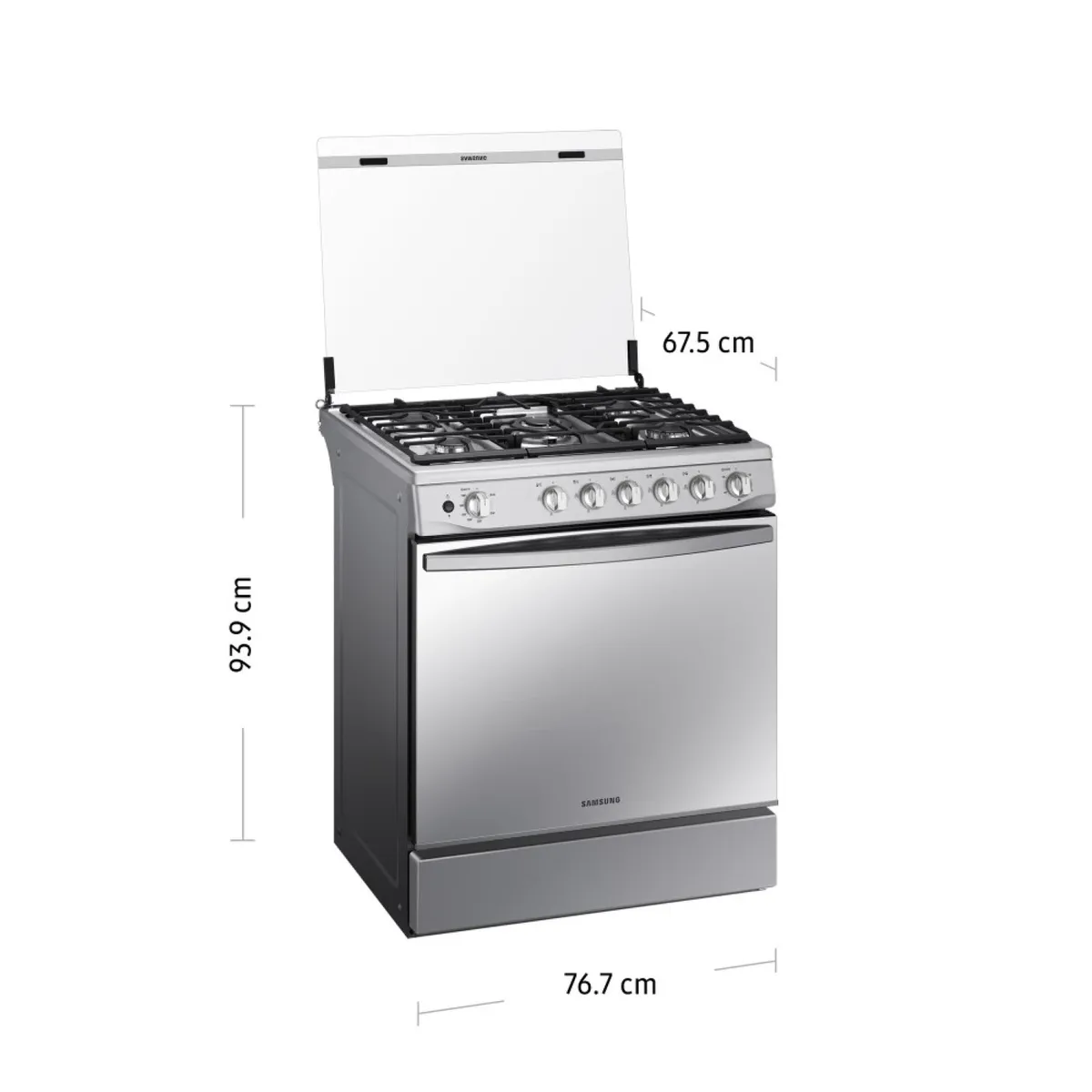 SAMSUNG - Cocina a Gas 5 hornillas con Plancha y Grill NX52T7322PSPE