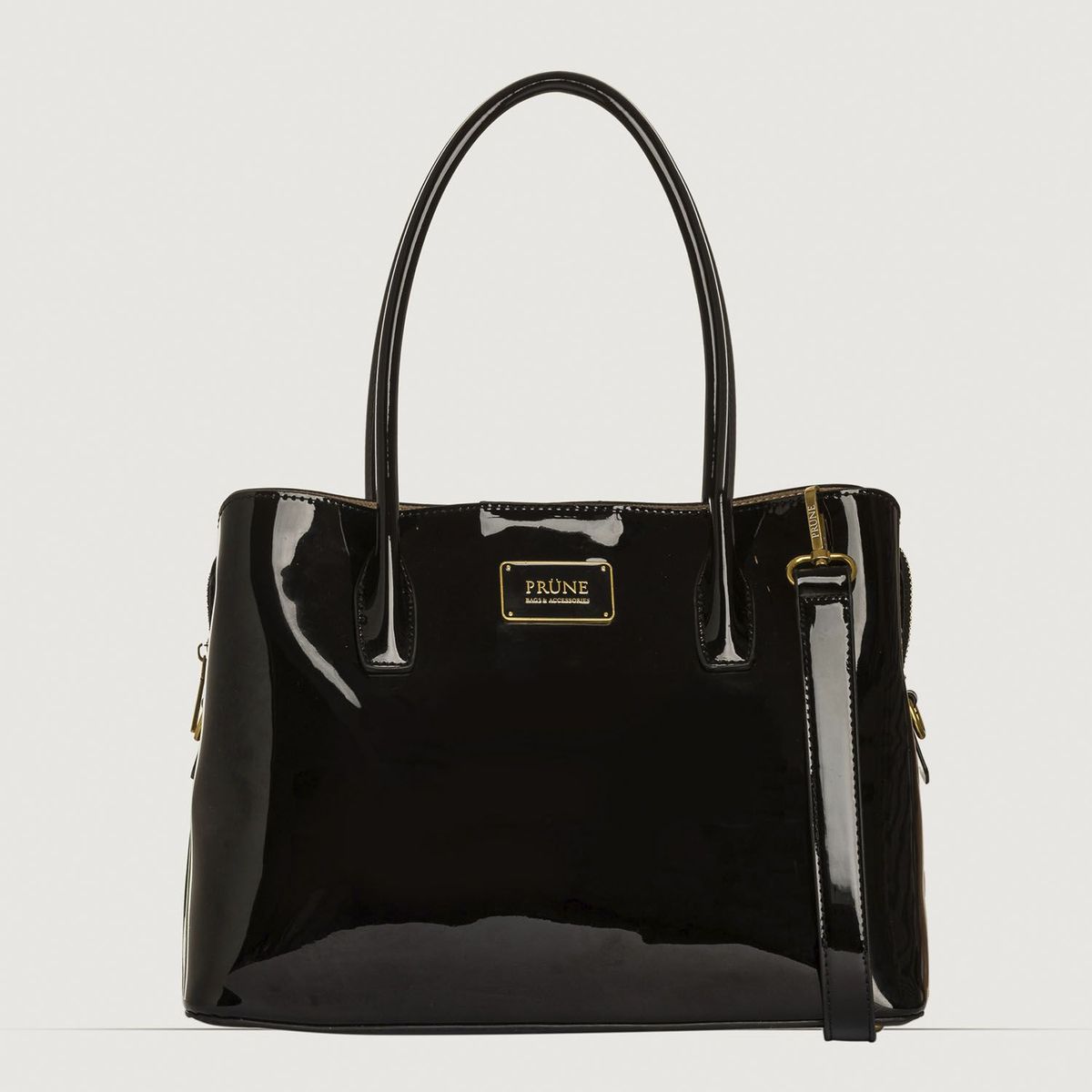 PRUNE - Carteras Efecto Cuero Charol Negro