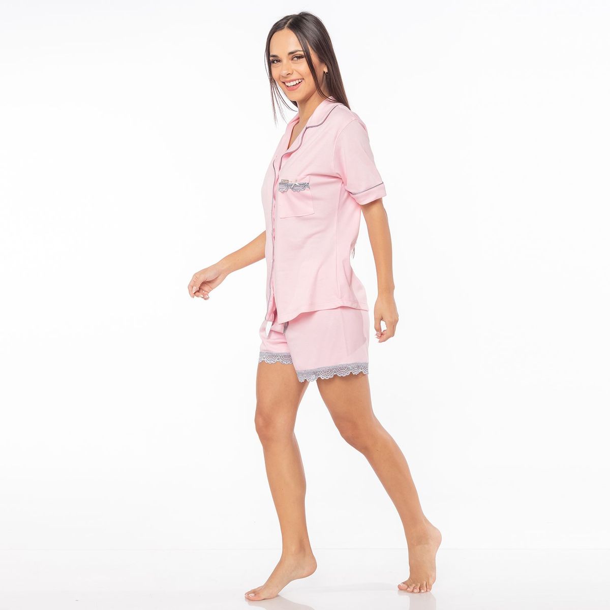 VELA WHITE - Pijama Mujer Manga Corta