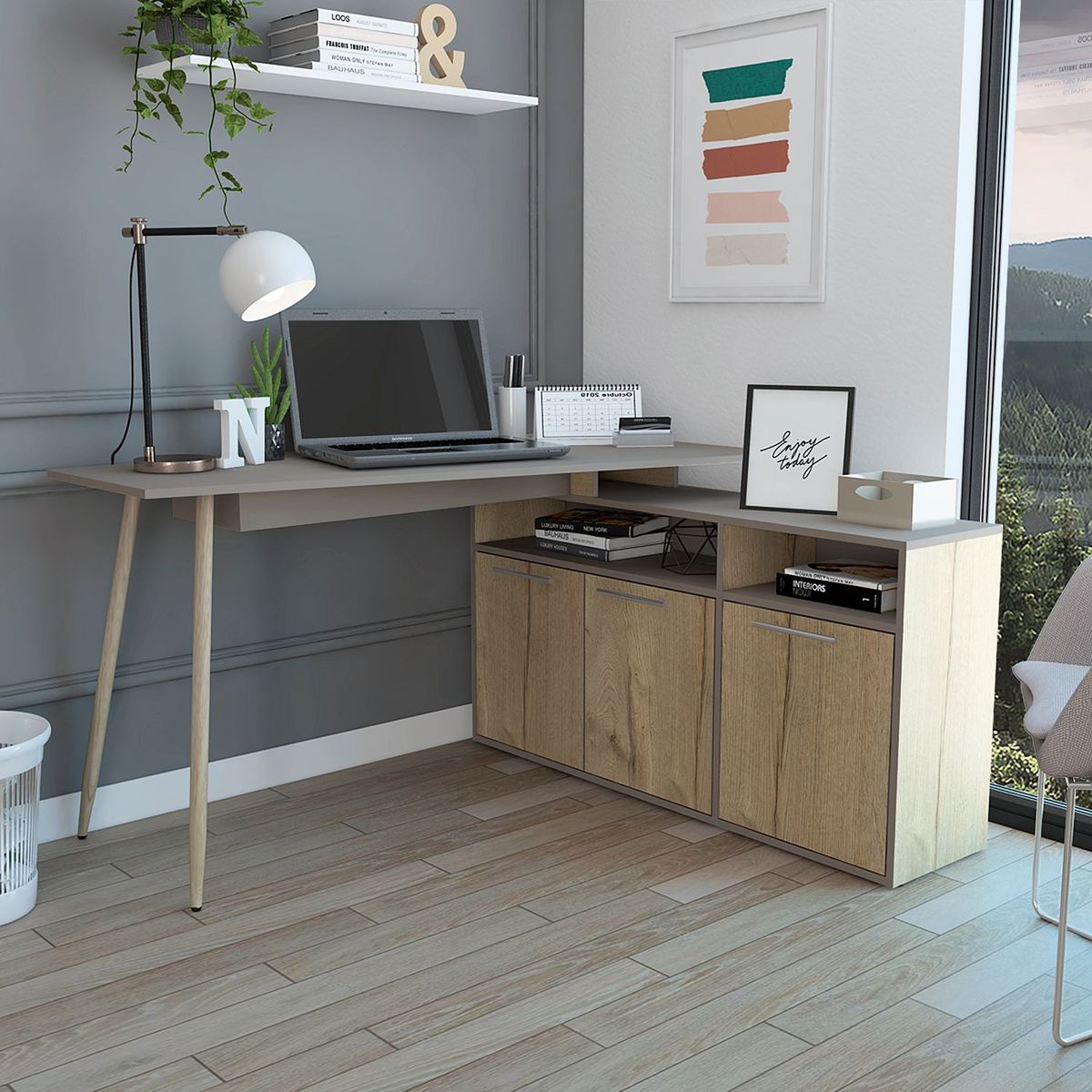 TUHOME - Escritorio En L Singapur 130 Cm