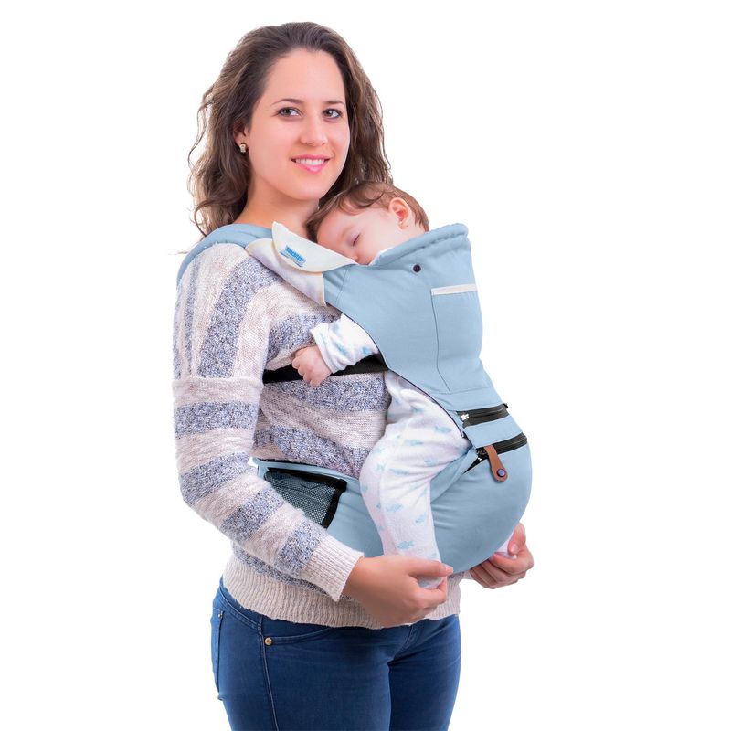 MONCHITOS - Canguro Baby Hip Carrier Celeste Con Asiento