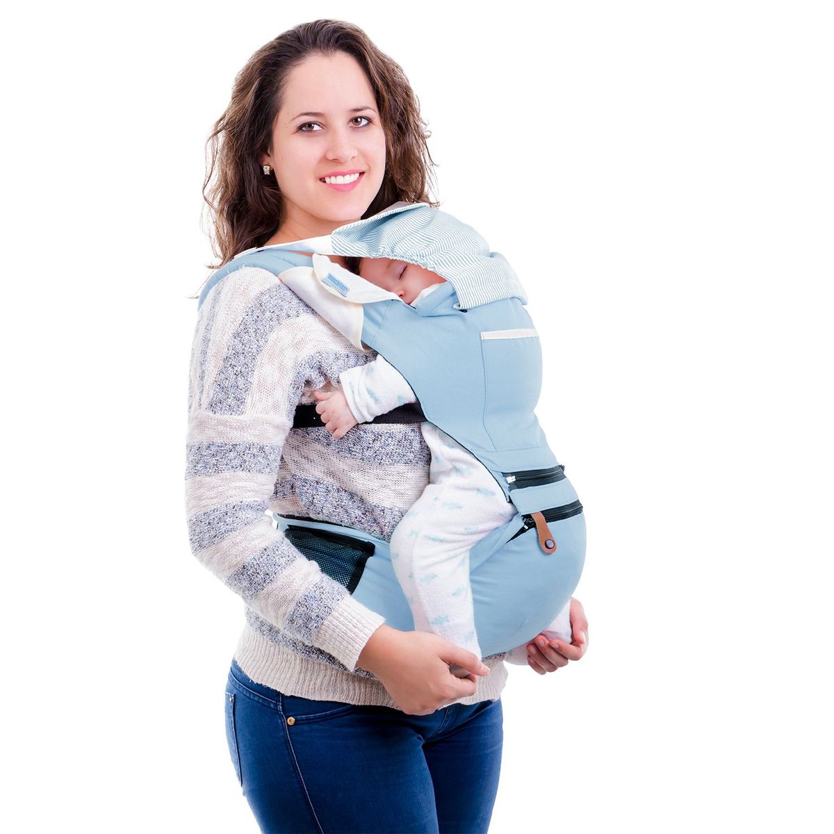 MONCHITOS - Canguro Baby Hip Carrier Celeste Con Asiento