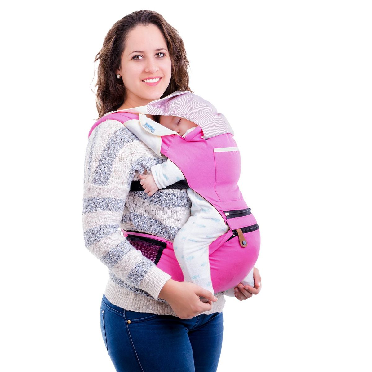MONCHITOS - Canguro Baby Hip Carrier Rosado Con Asiento