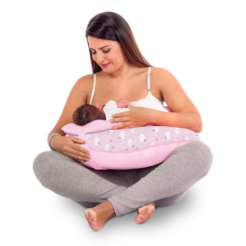 MONCHITOS - Almohada De Lactancia Croissi Pillow Rosado Nubes Monchitos