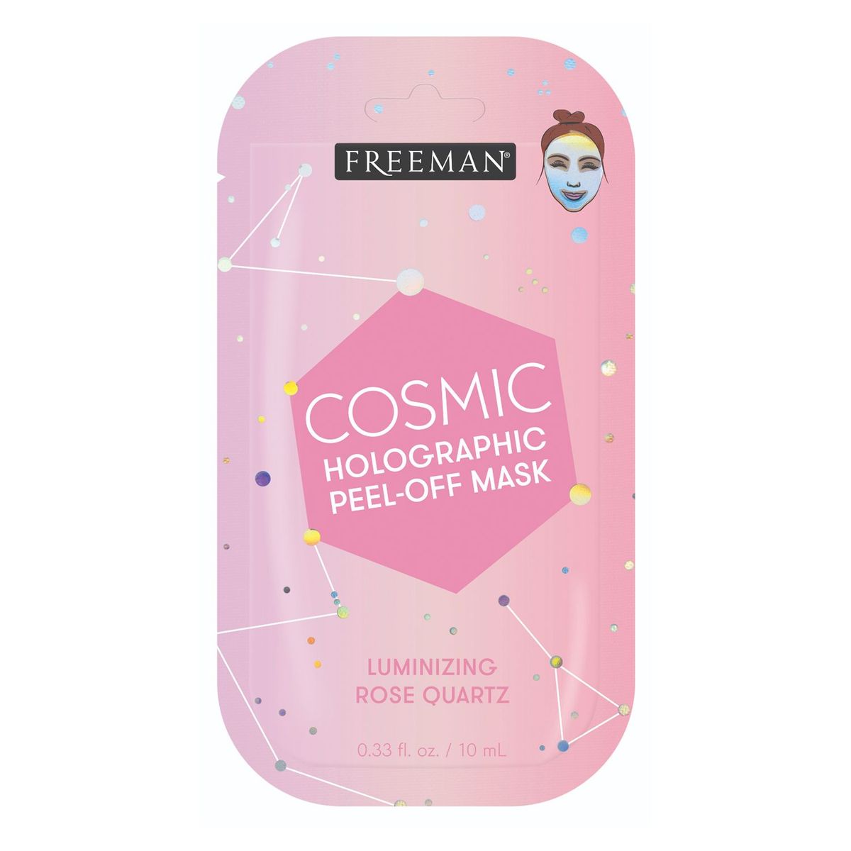 FREEMAN - Mascarilla Facial Peel-Off Cosmica Holografica Luminizacion Cuarzo Rosa 10ml